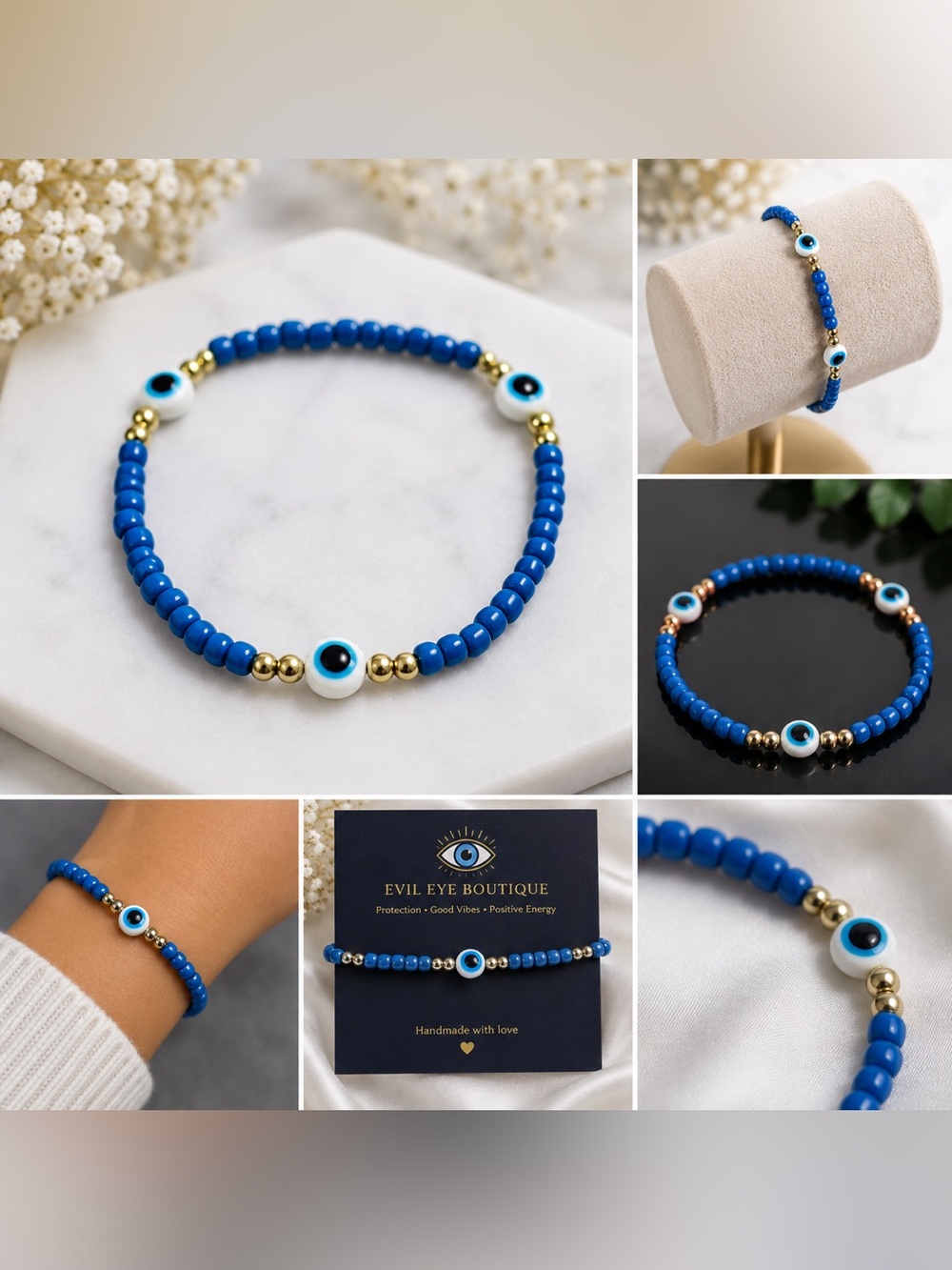 Blue Beaded Protection Bracelet #54
